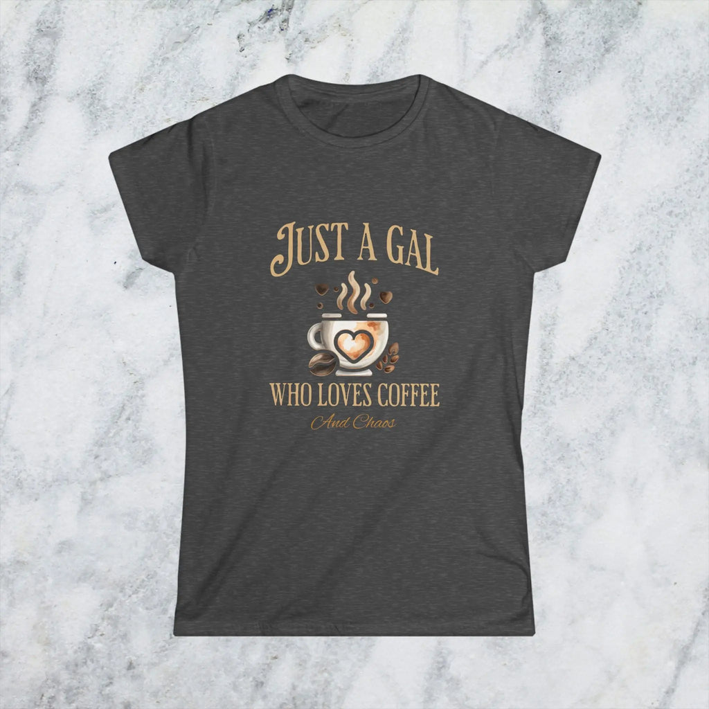 Just a Gal T-shirt - Who Loves Coffee - Boho Style Coffee Gal T-shirt Printify