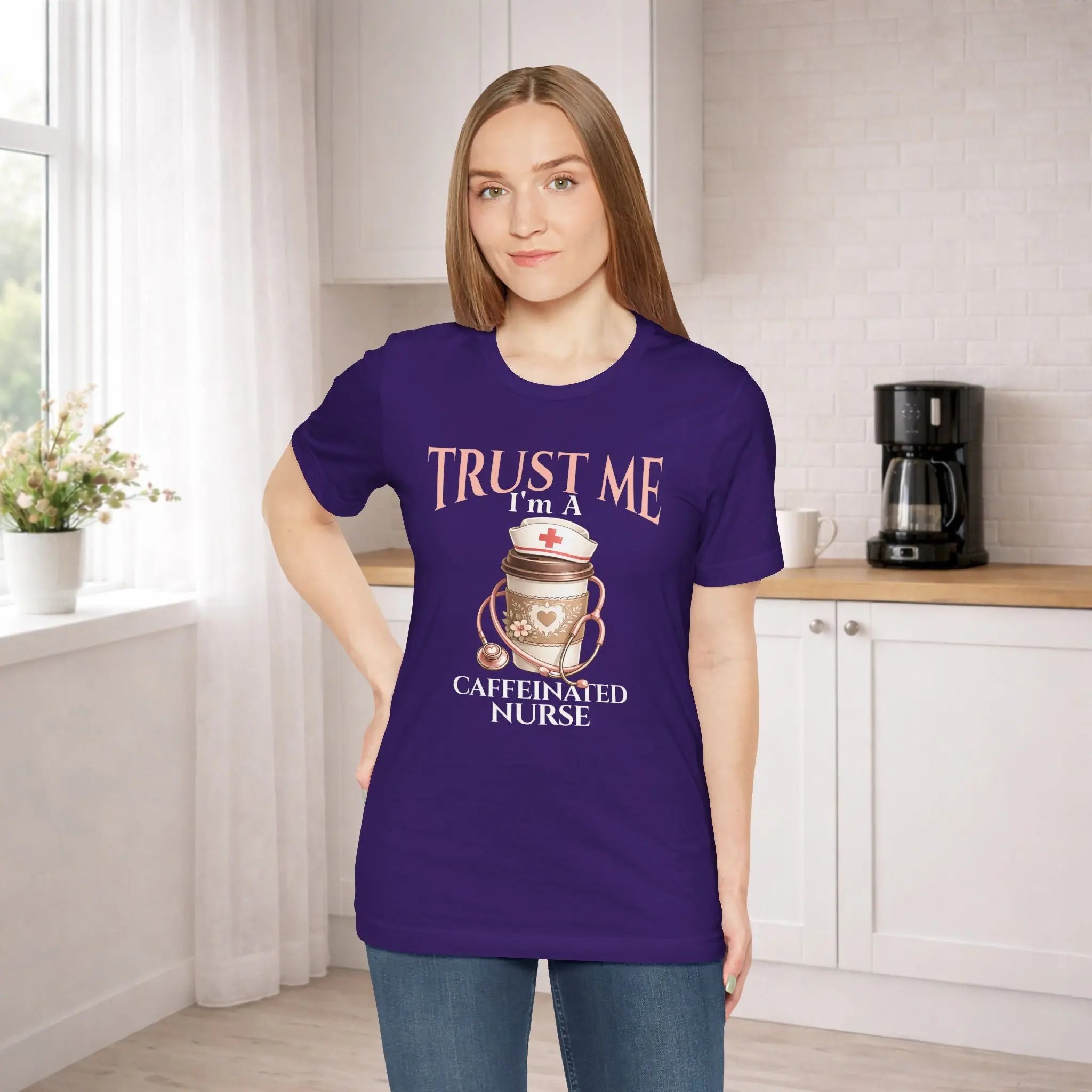 Caffeinated Nurse T‑Shirt — "Trust Me I'm a Caffeinated Nurse" Coffee & Stethoscope Tee - Boldly Bitter Company