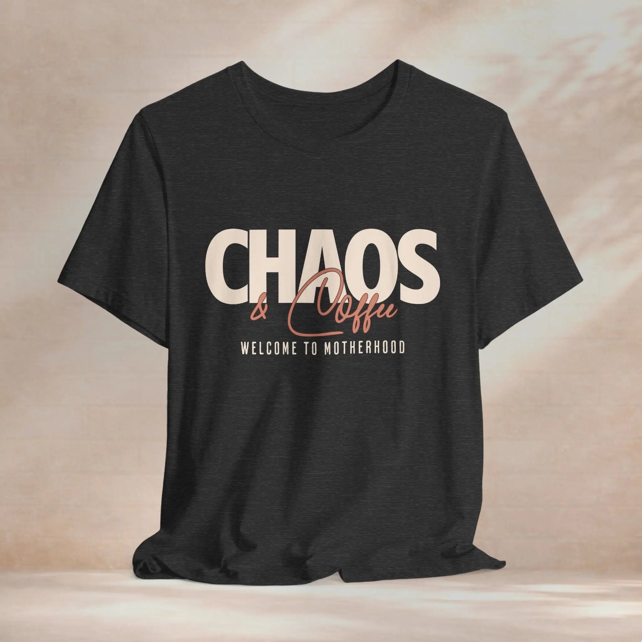 Chaos & Coffee Tee — 'Welcome to Motherhood' Graphic Shirt Printify