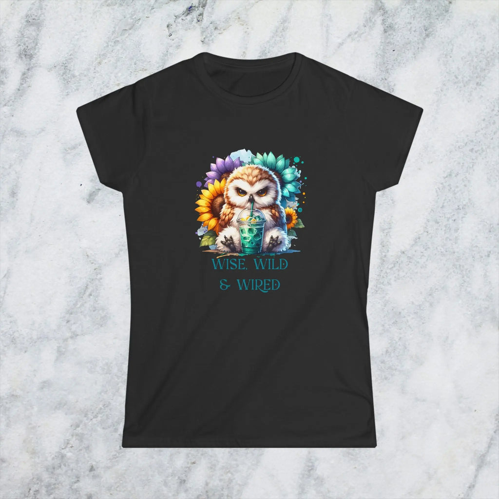 Wise Wild Owl T-Shirt – “Wise, Wild and Wired” Sunflower Owl Tee Printify