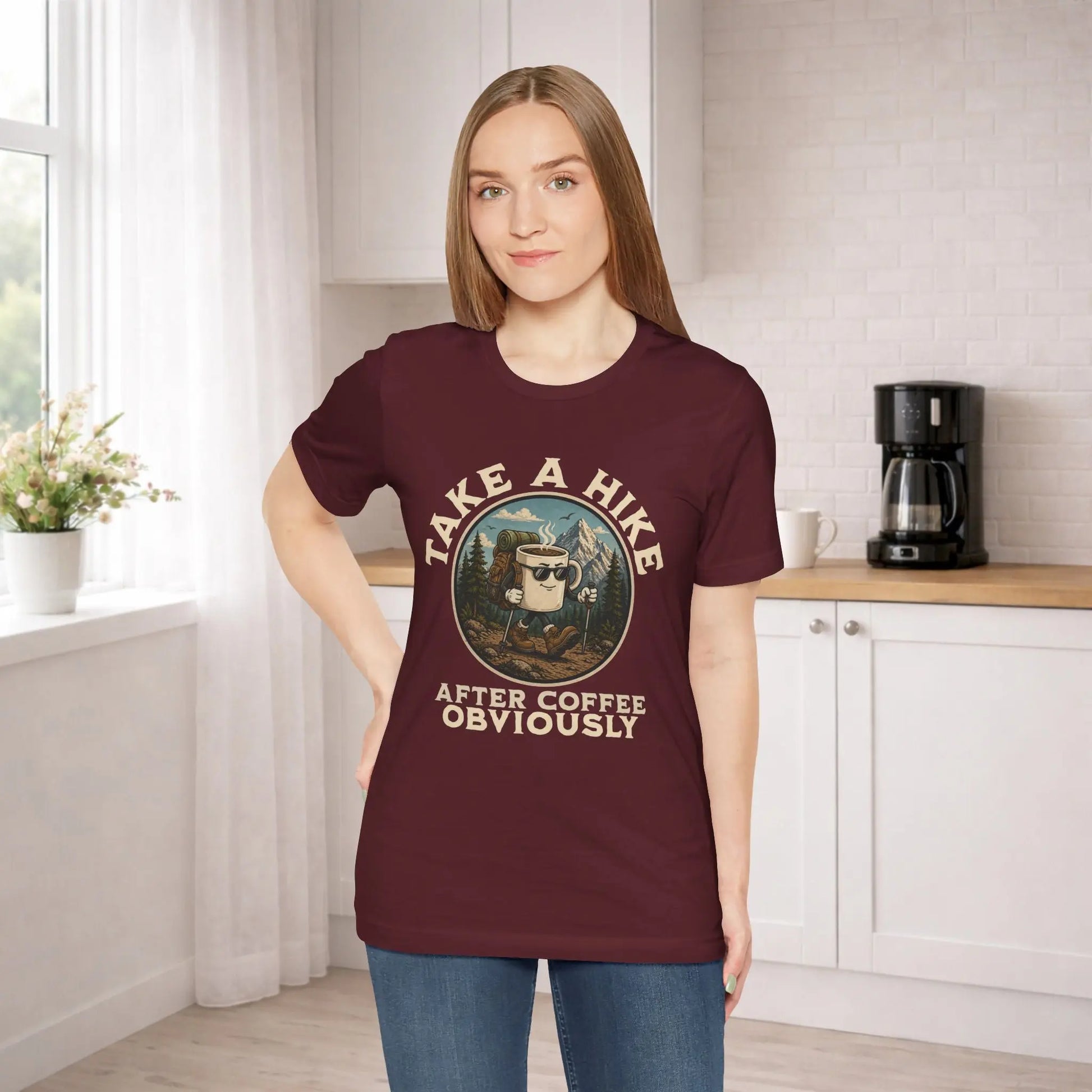 Take a Hike Coffee Tee — "After Coffee Obviously" Coffee Cup Outdoor Hiking T-Shirt Printify