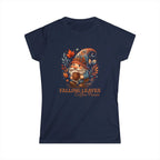 Falling Leaves Gnome T-Shirt | Cozy Autumn Tee, Seasonal Gift, Cute Fall Apparel, Halloween Top, Thanksgiving Outfit Printify