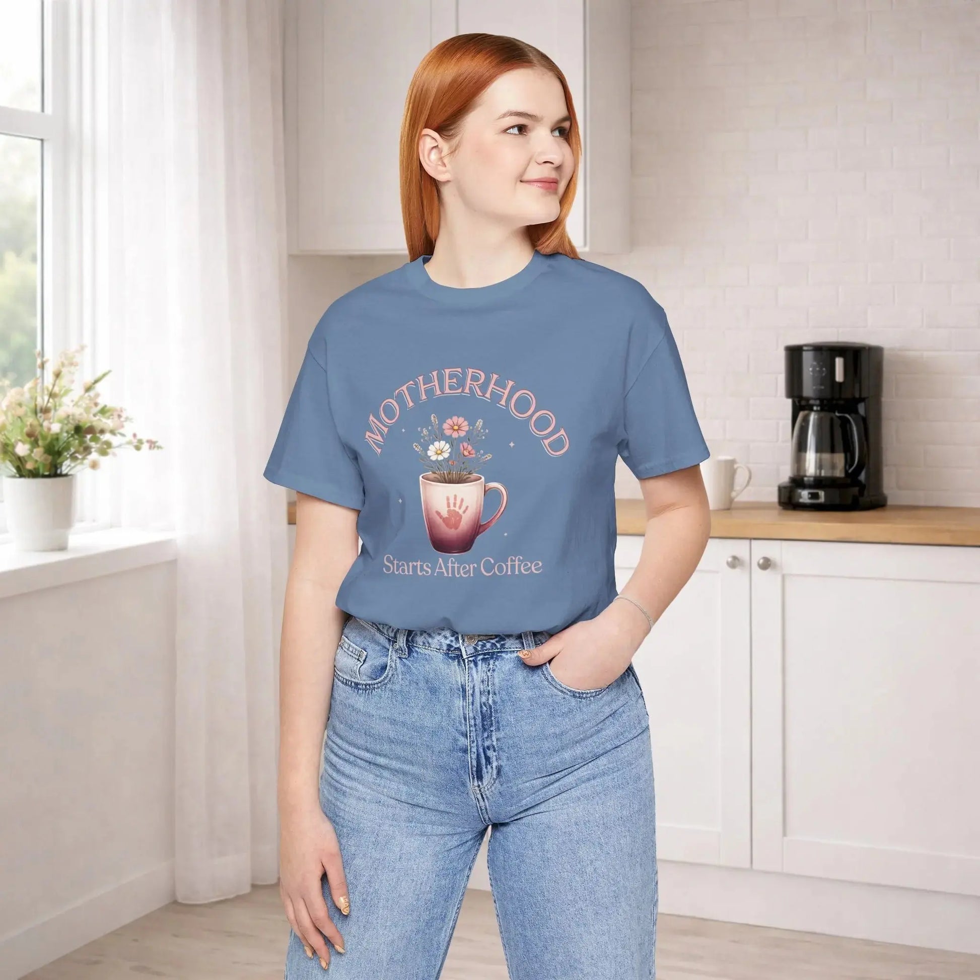 Motherhood Starts After Coffee Tee Printify