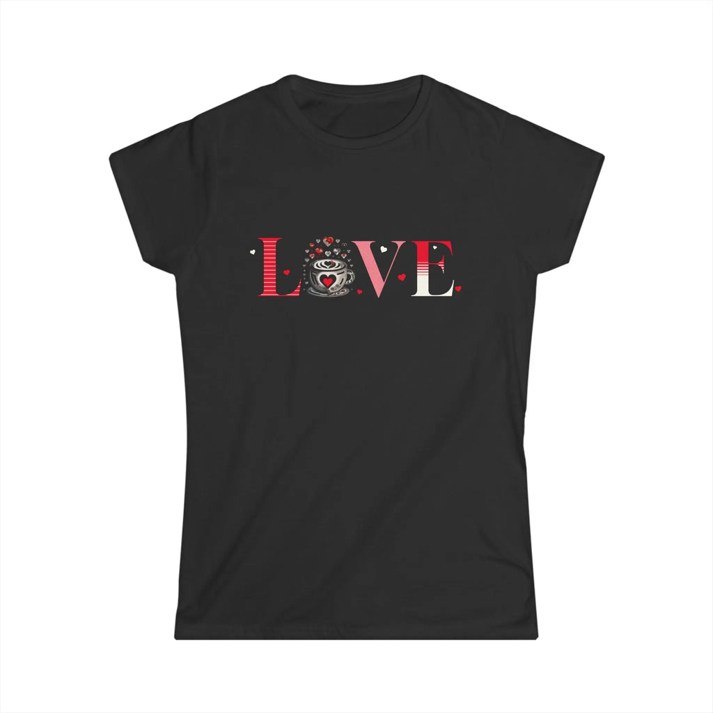 Coffee Love T-Shirt – “LOVE” with Coffee Cup Design Printify