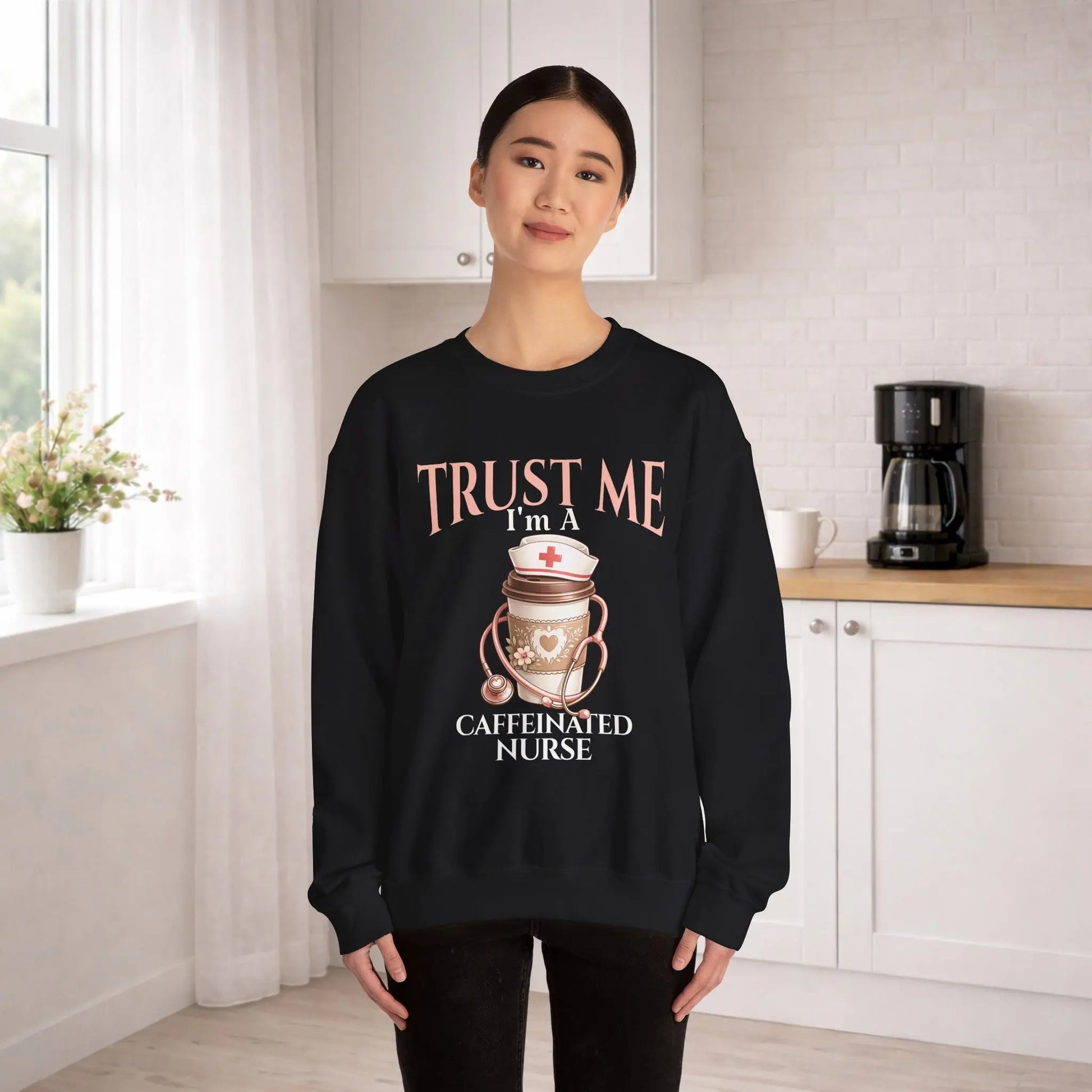 Caffeinated Nurse Sweatshirt Printify