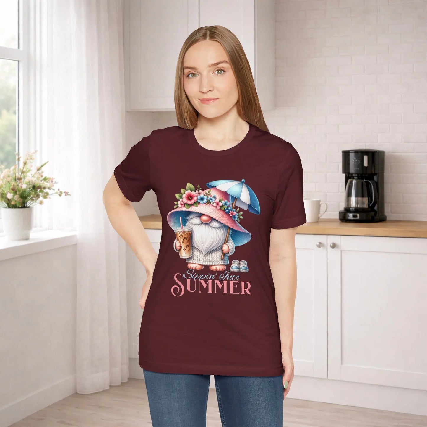 Sippin Into Summer Gnome T-Shirt Printify