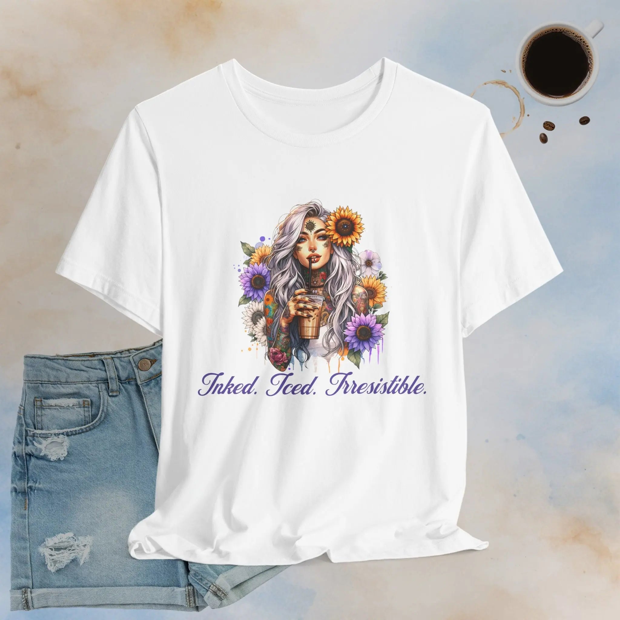 iced inked floral t-shirt Printify