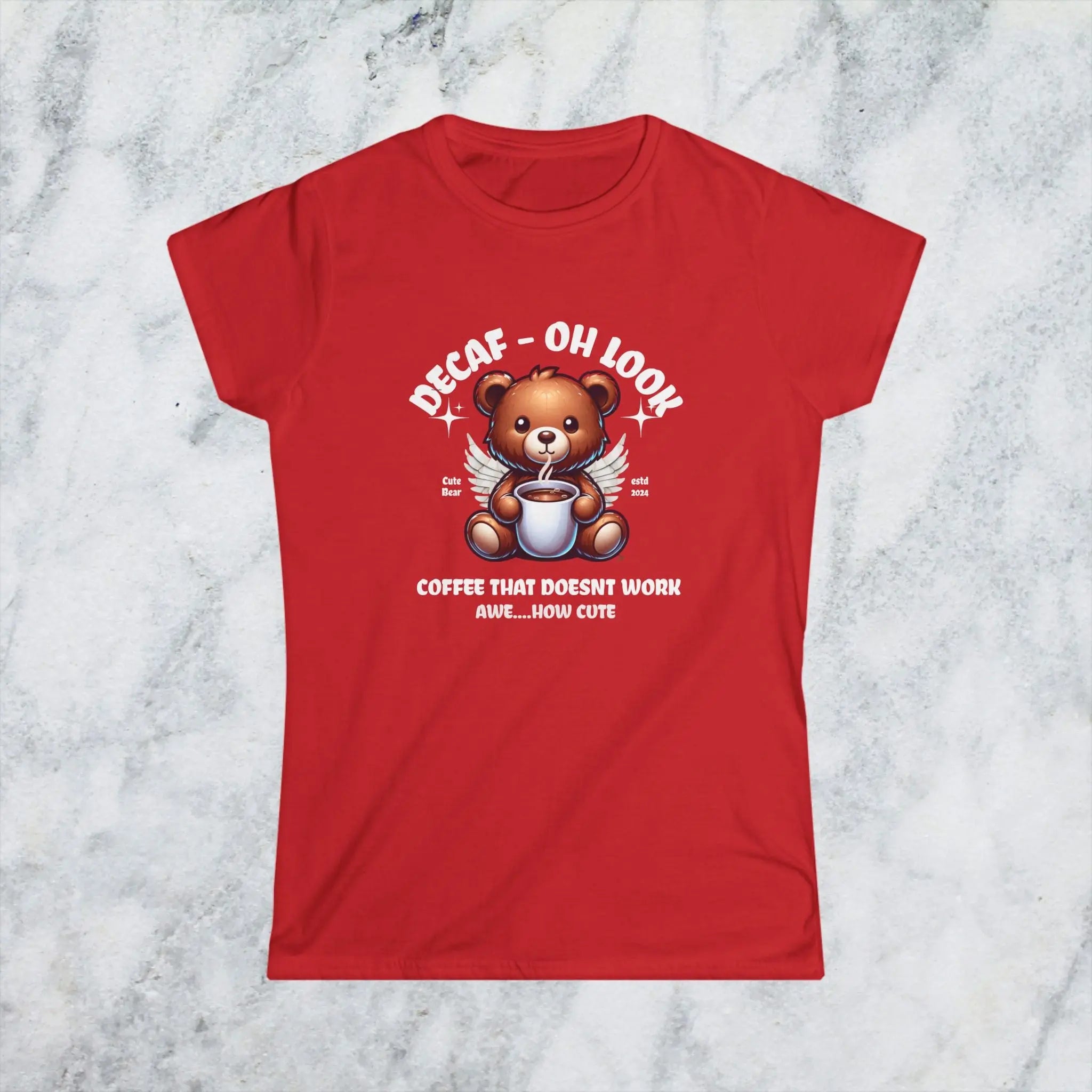 Decaf Bear T-shirt - Decaf Coffee that doesn't work - Boldly Bitter Company