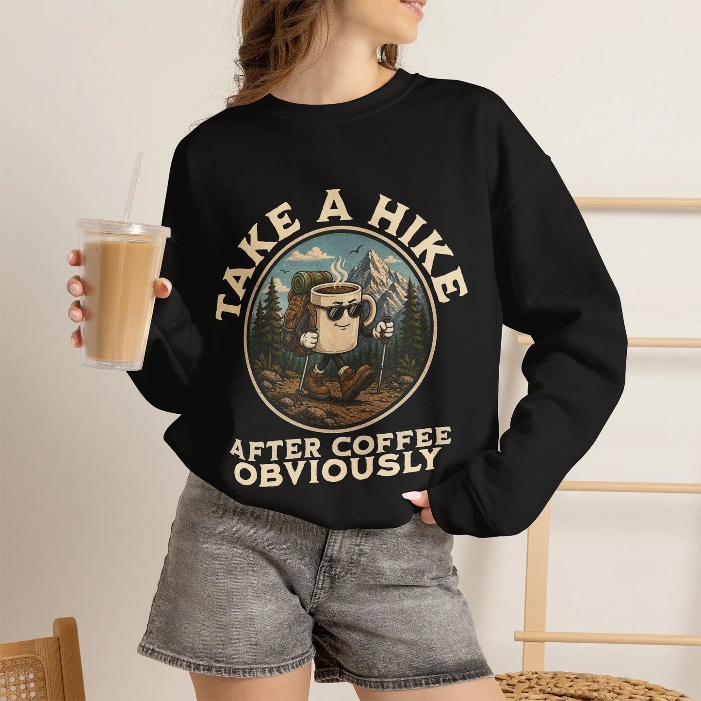 Take a Hike Coffee Sweatshirt Printify