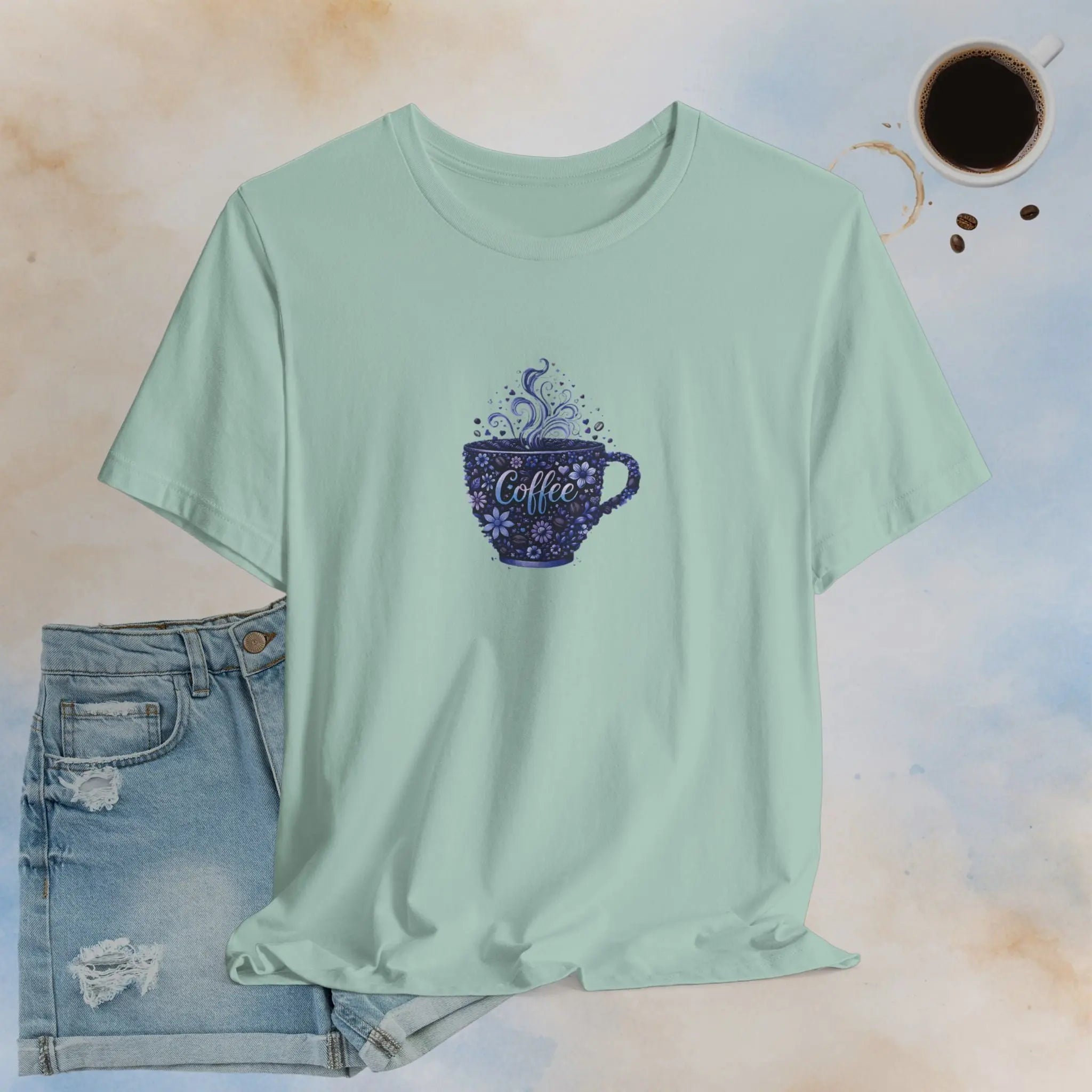 Coffee Cup Floral Tee — Cozy Café Graphic T-Shirt Printify