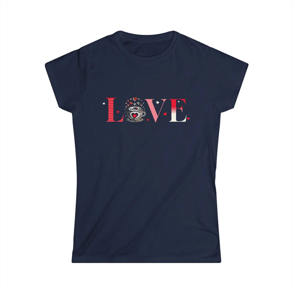 Coffee Love T-Shirt – “LOVE” with Coffee Cup Design Printify