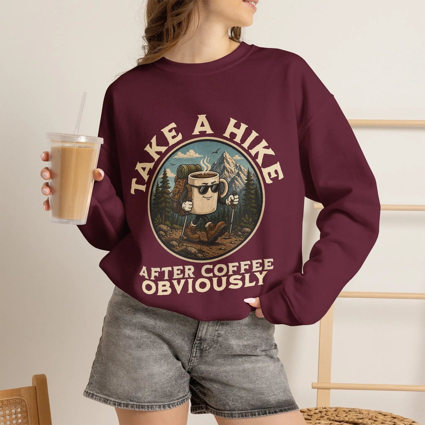 Take a Hike Coffee Sweatshirt Printify