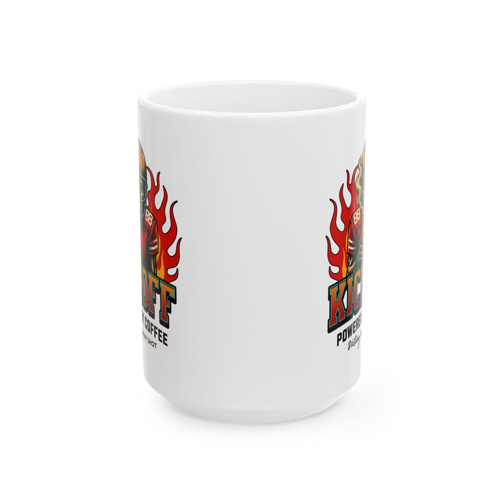 Kickoff Powered by Coffee 15 oz Mug Printify