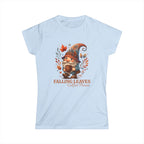 Falling Leaves Gnome T-Shirt | Cozy Autumn Tee, Seasonal Gift, Cute Fall Apparel, Halloween Top, Thanksgiving Outfit Printify