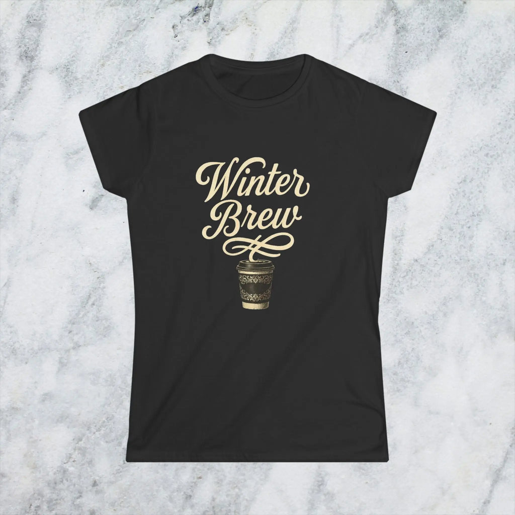 Winter Brew Tee — Women’s Coffee Shirt with Vintage Holiday Coffee Cup - Boldly Bitter Company
