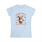 Too Much Coffee T-shirt - Cute Coffee Lover Shirt, Funny Gnome Apparel, Autumn Vibes, Gift for Her, Casual Everyday Wear Printify