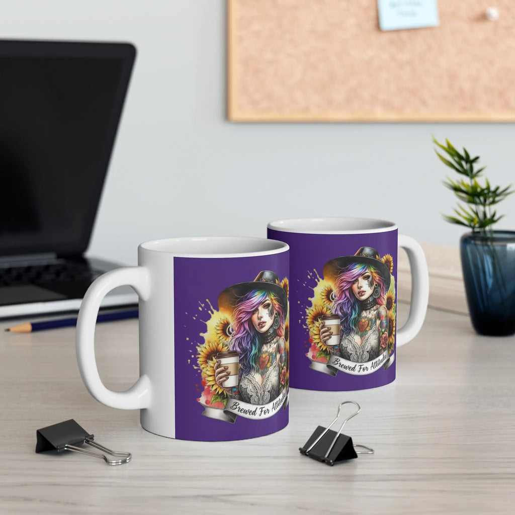 Brewed for Attitude Ceramic Mug | Artistic Coffee Cup, Gift for Her, Unique Tea Mug, Home Decor, Halloween Printify