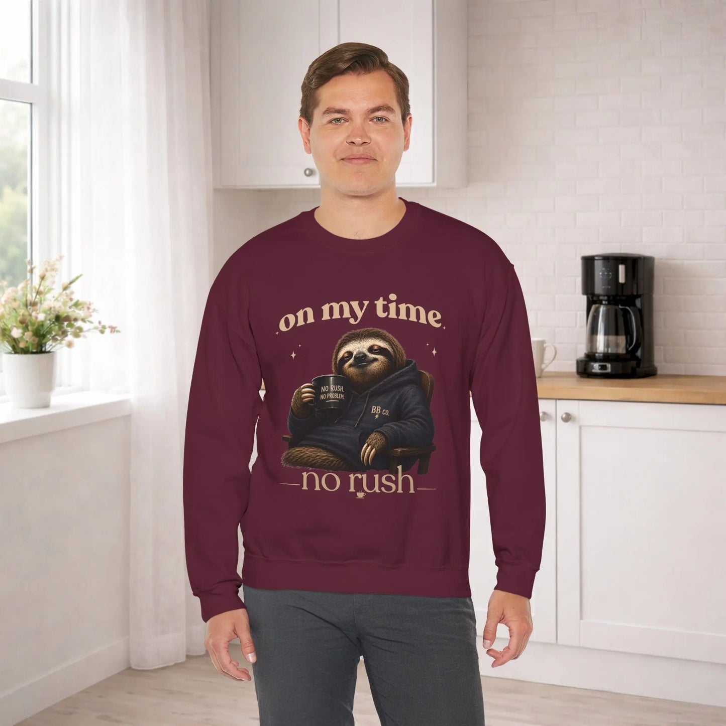 On My Time Sloth Sweatshirt Printify