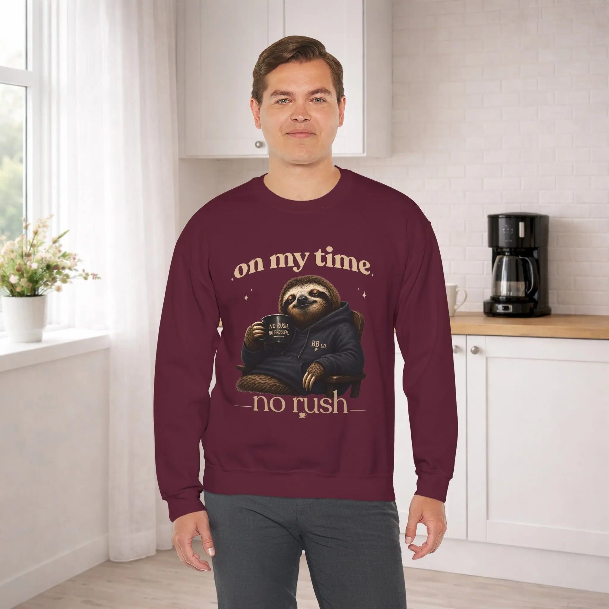 On My Time Sloth Sweatshirt Printify
