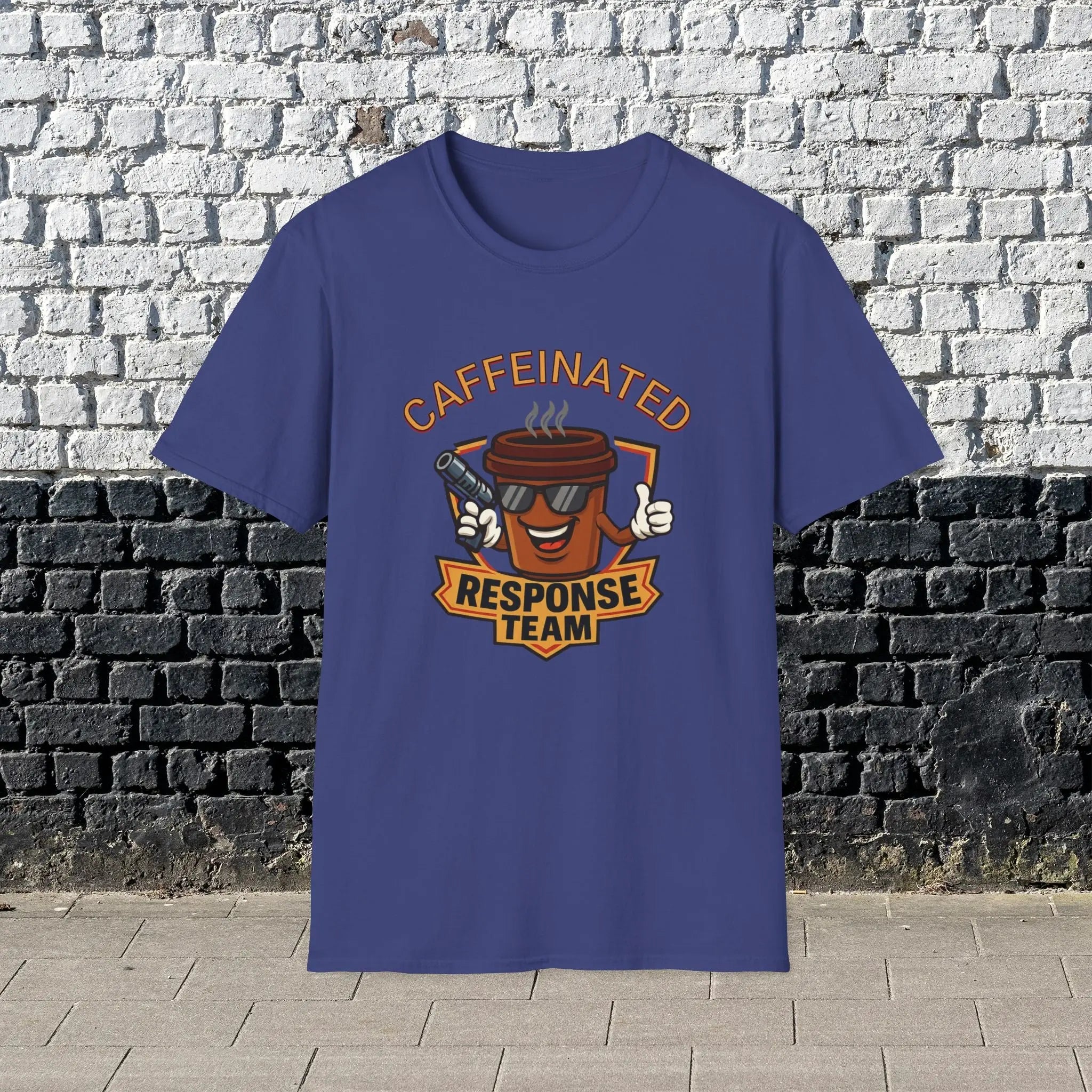 Caffeinated Response Team T-Shirt - funny coffee cup with tazer tee Printify