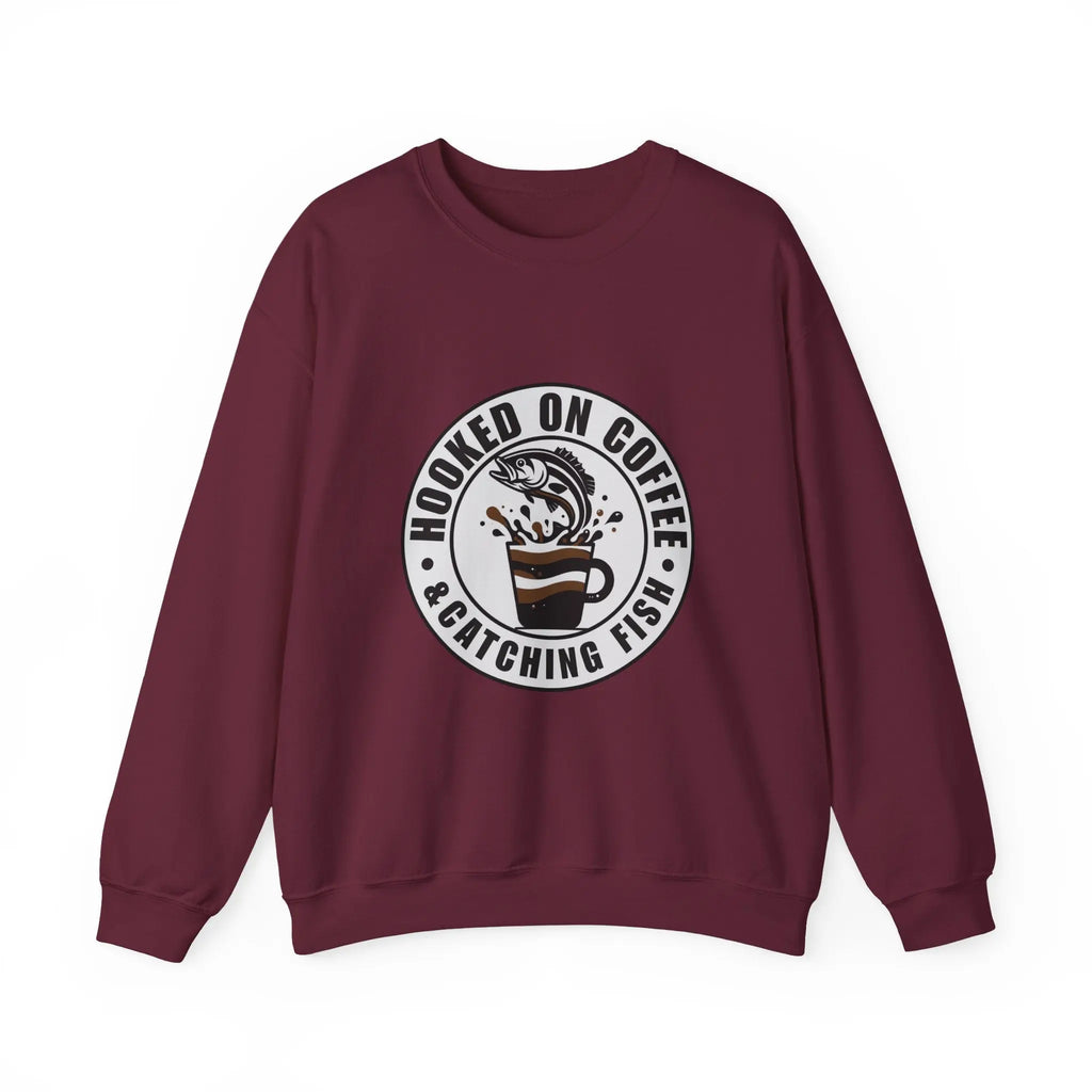 Hooked on Coffee and Catching Fish Sweatshirt Printify