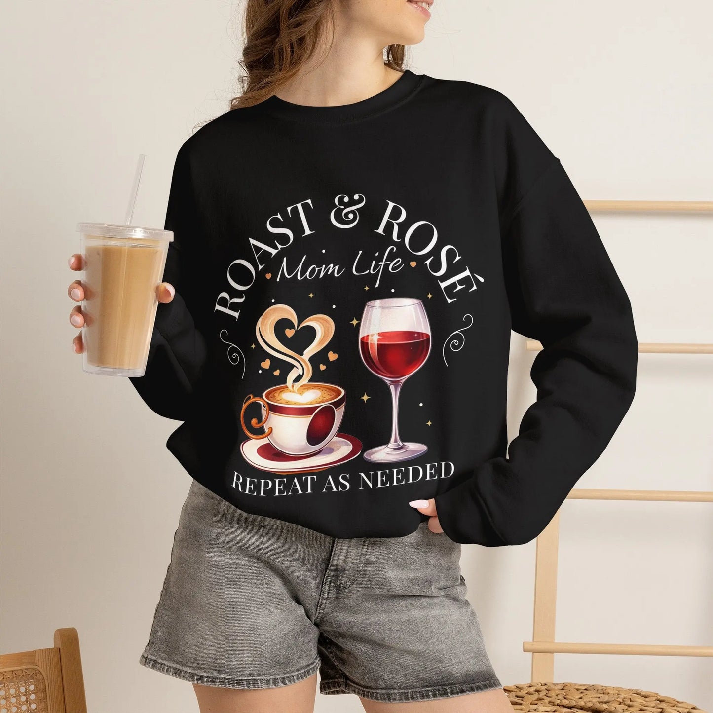 Coffee Wine Mom Life Sweatshirt Printify