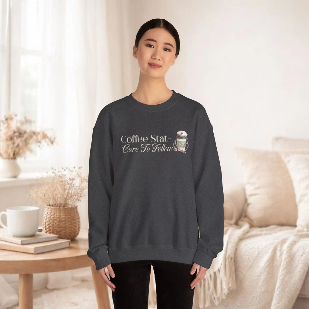 Coffee Stat Sweatshirt — "Care to Follow" Cozy Sweatshirt Printify