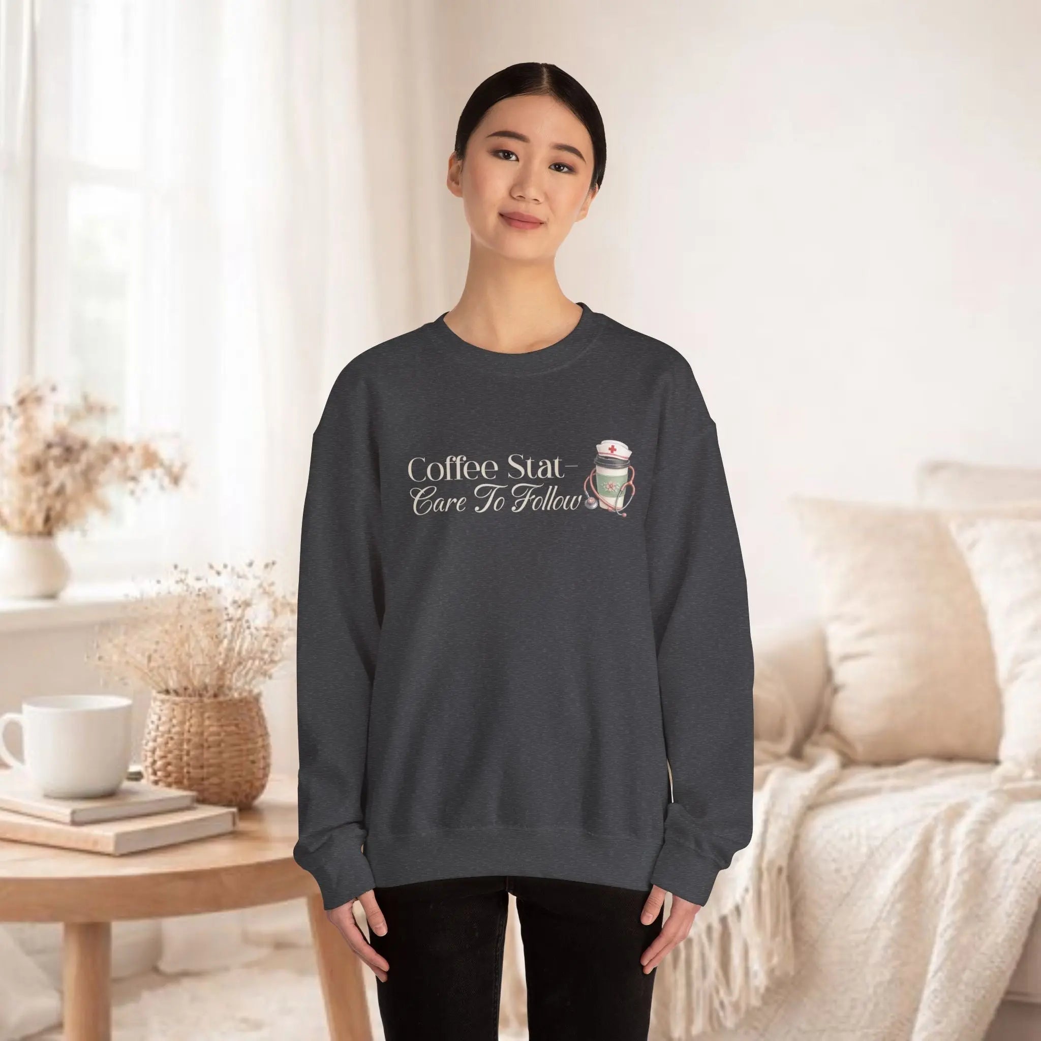 Coffee Stat Sweatshirt — "Care to Follow" Cozy Sweatshirt Printify