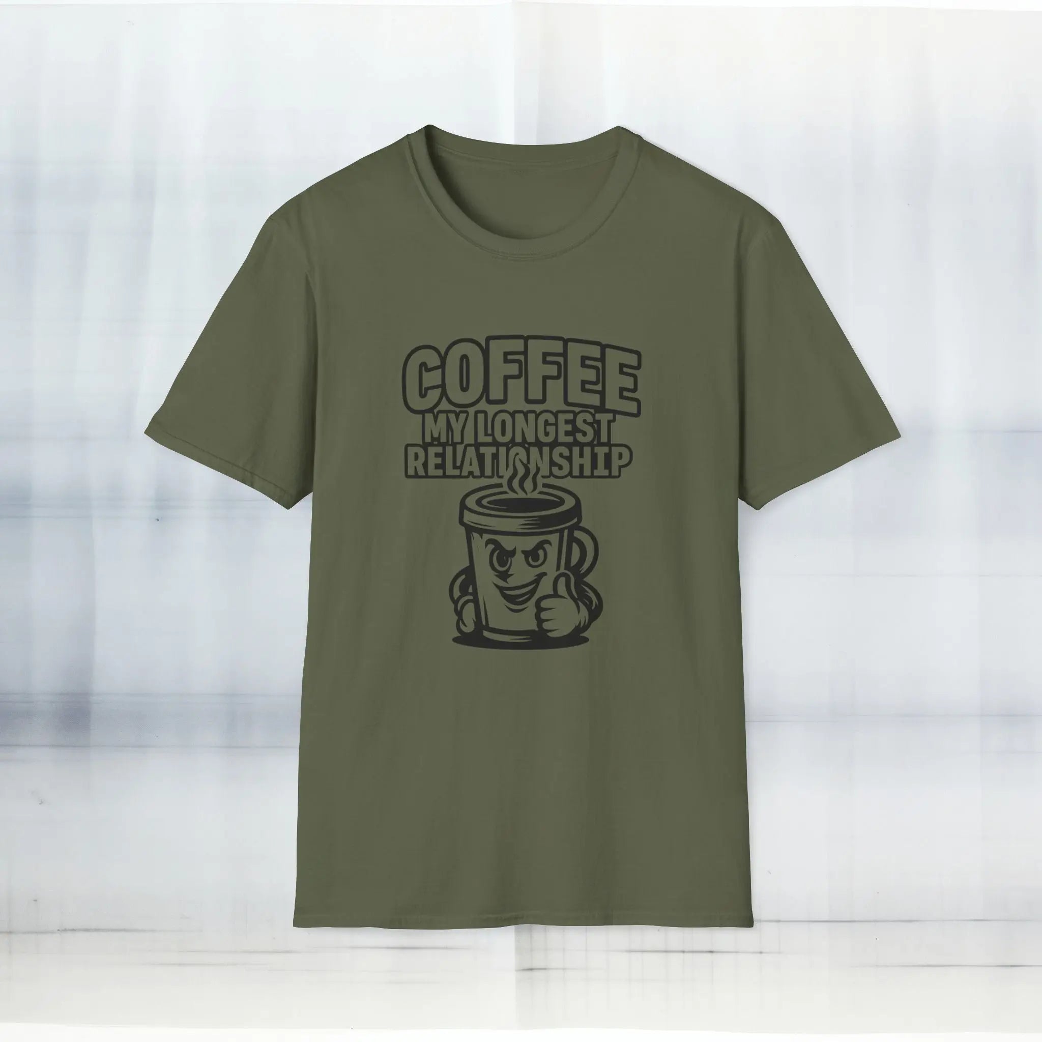 Relationship T-Shirt - Coffee is my longest relationship funny coffee cup tee - Boldly Bitter Company