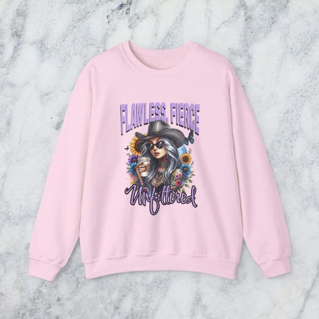 Unfiltered Cowgirl Sweatshirt - Cute Sassy Cowgirl Coffee Flower Shirt Printify