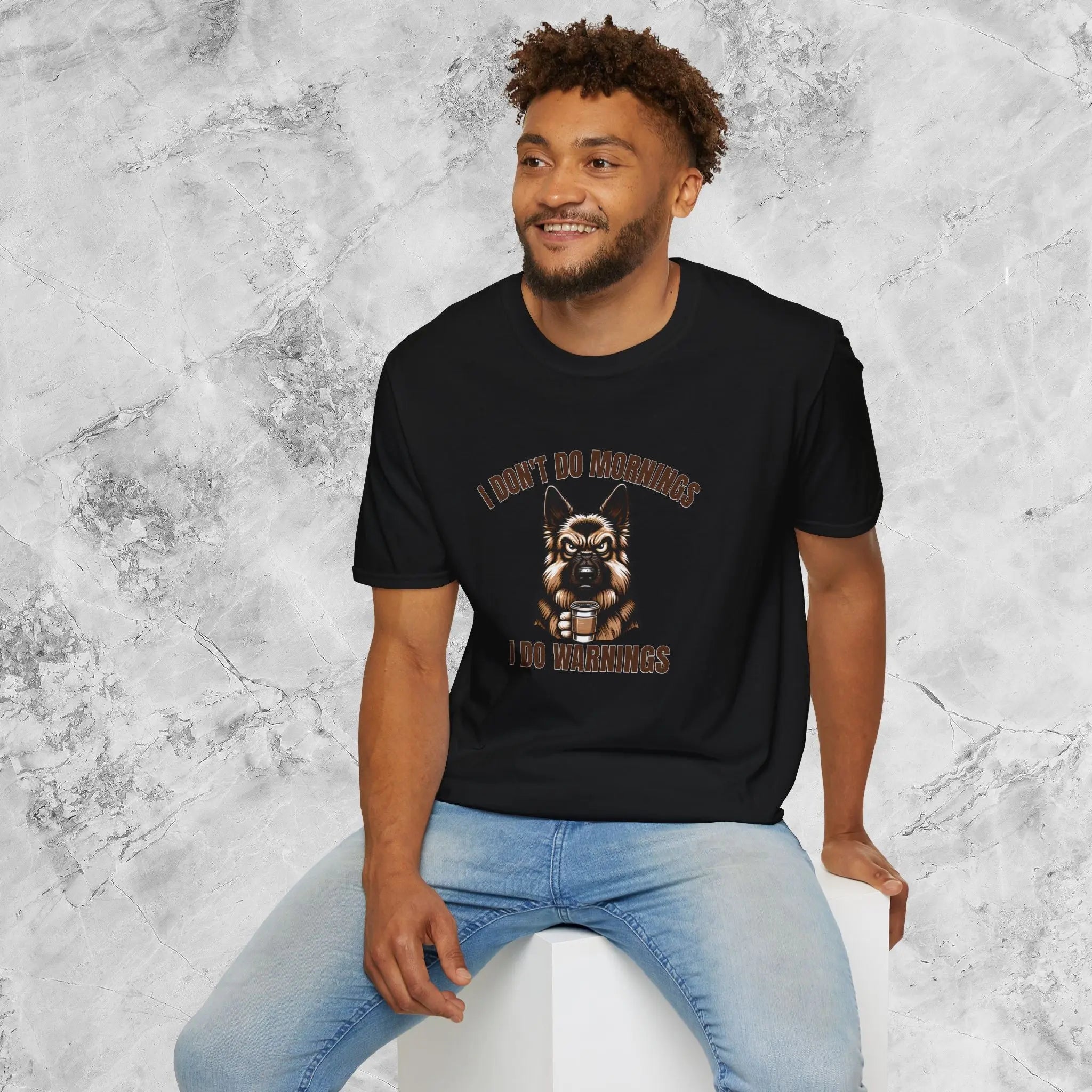 Warnings German Shepherd T-Shirt - Funny German Shepherd Coffee Tee Printify