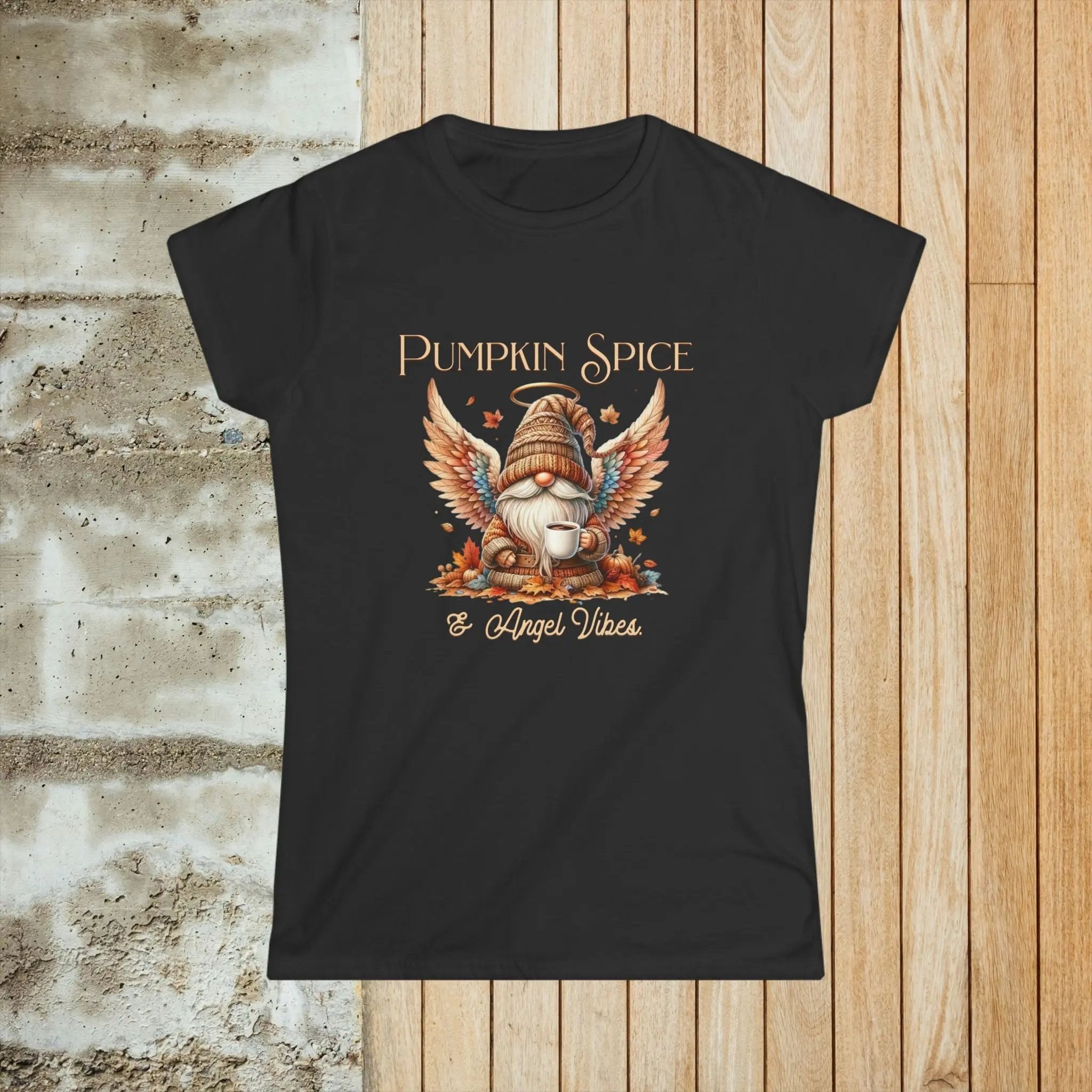 Angel Vibes Women's Tee, Fall T-Shirt, Cozy Vibes Shirt, Autumn Apparel, Seasonal Gift Idea, Cute Halloween Top - Boldly Bitter Company