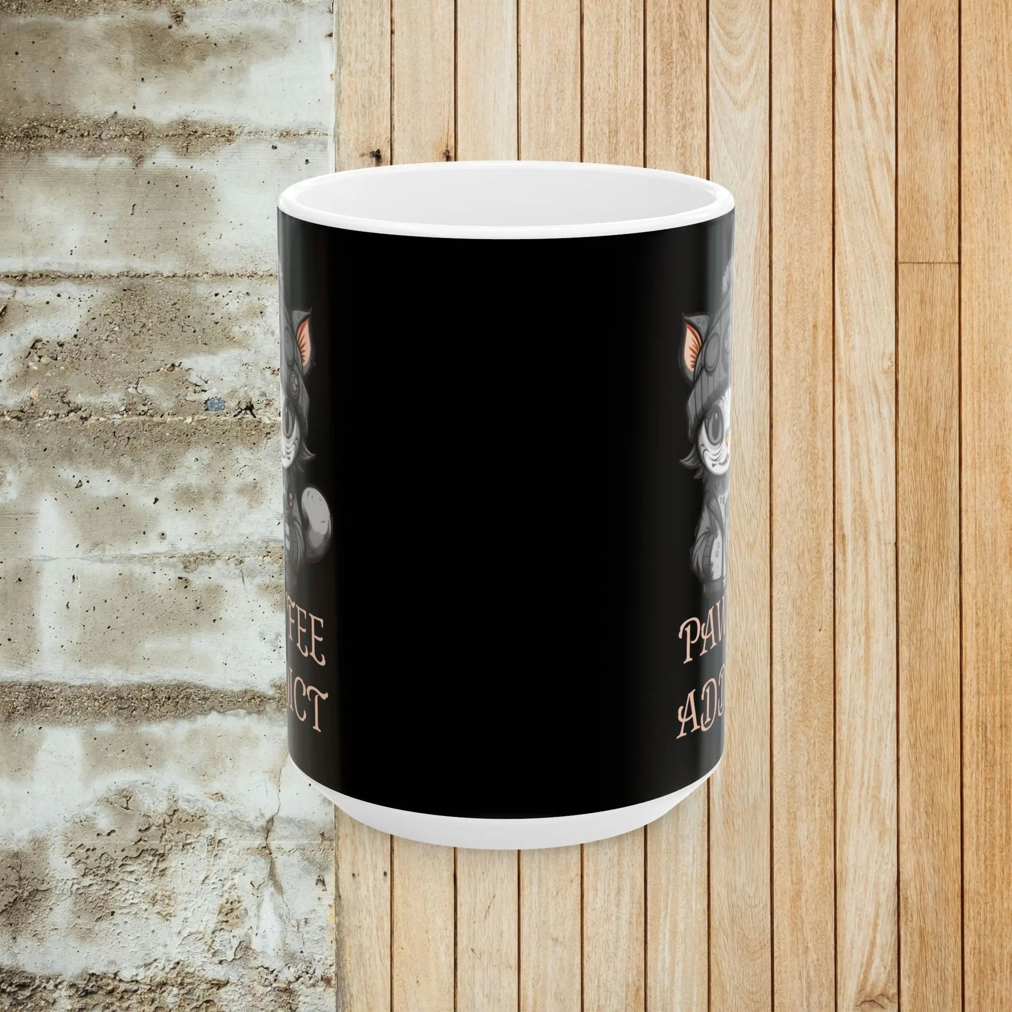 Pawfee Addict 15 oz Mug, Funny Cat Lover Gift, Cute Mug for Pet Owners, Ideal for Birthdays, Housewarming, or Just Because Printify