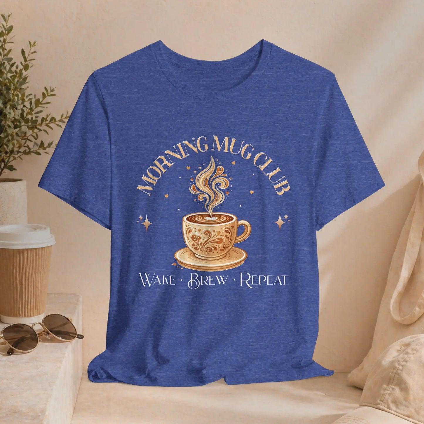 Morning Mug Club Tee — "Wake Brew Repeat" Printify