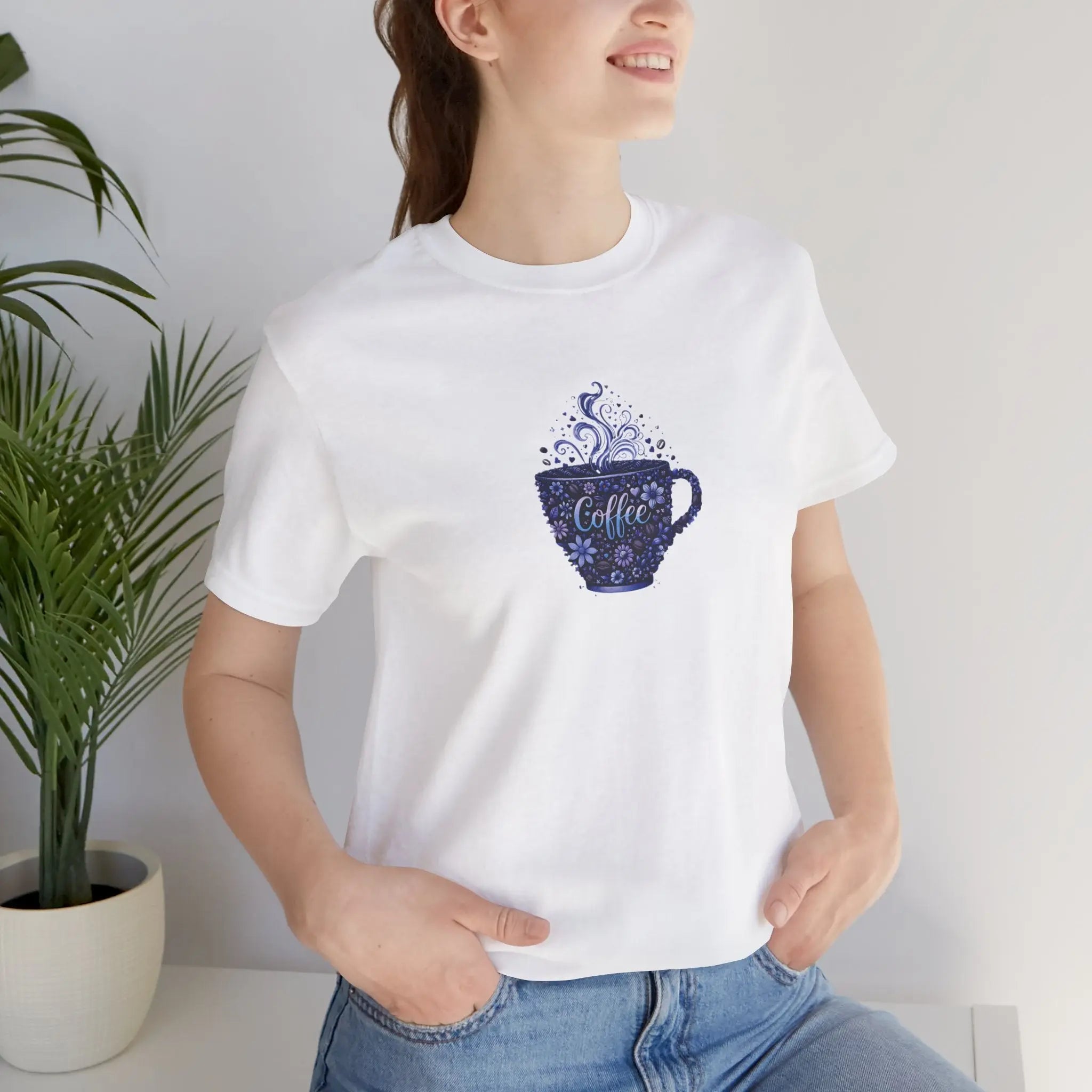 Coffee Cup Floral Tee — Cozy Café Graphic T-Shirt Printify