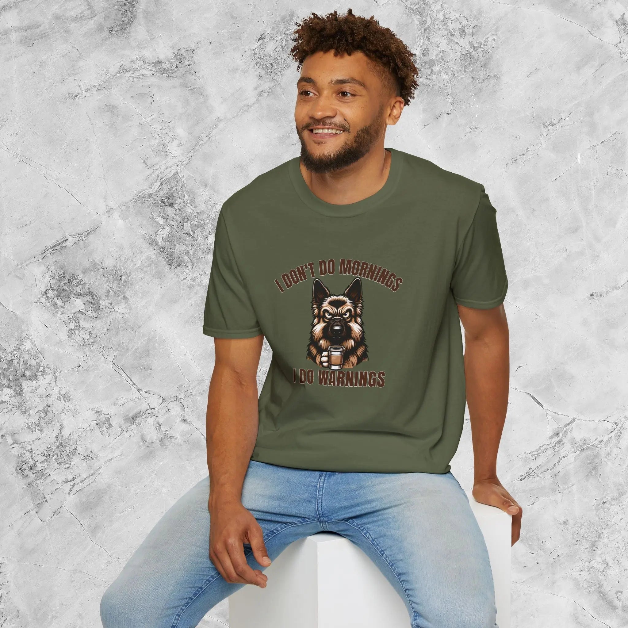 Warnings German Shepherd T-Shirt - Funny German Shepherd Coffee Tee Printify