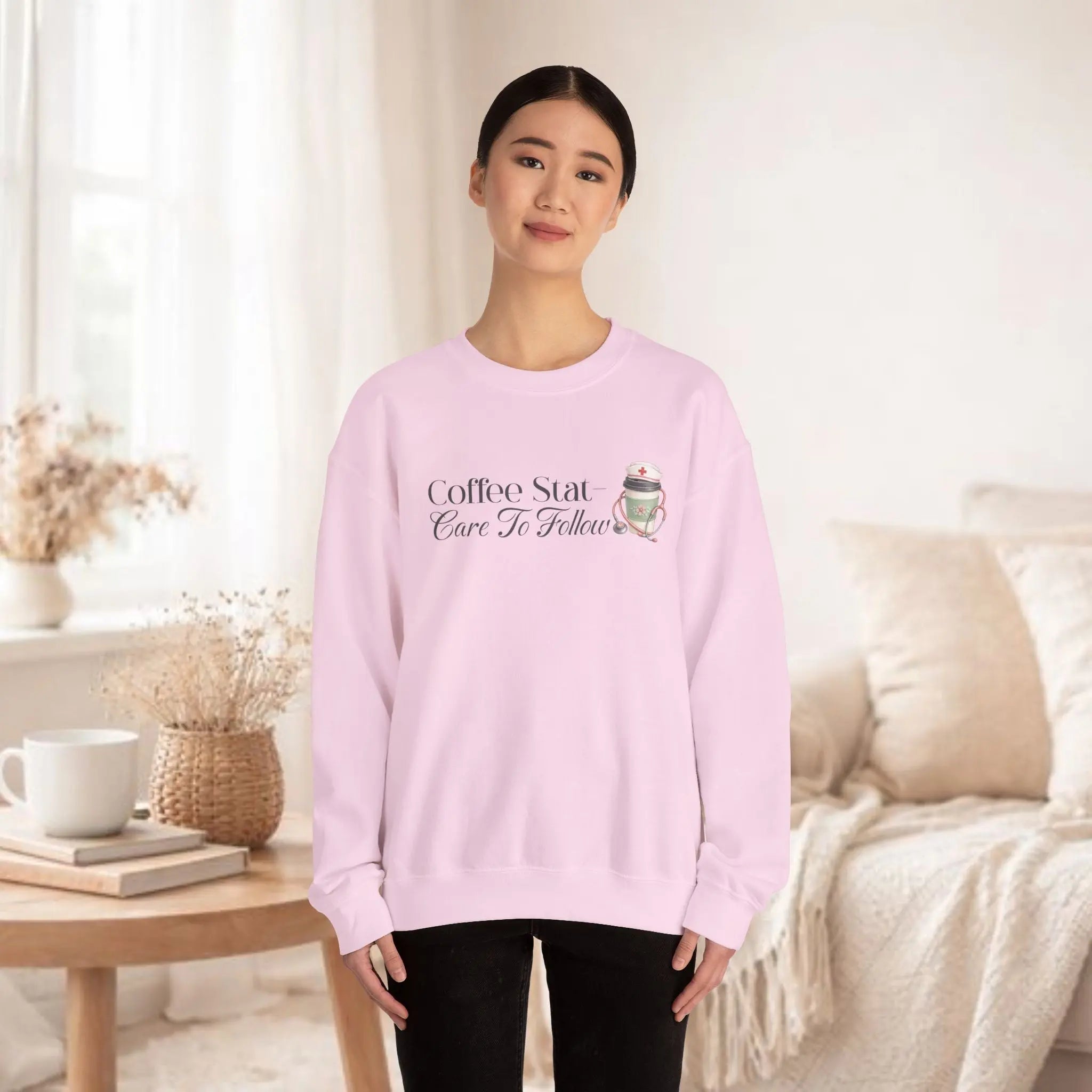 Coffee Stat Sweatshirt — "Care to Follow" Cozy Sweatshirt Printify