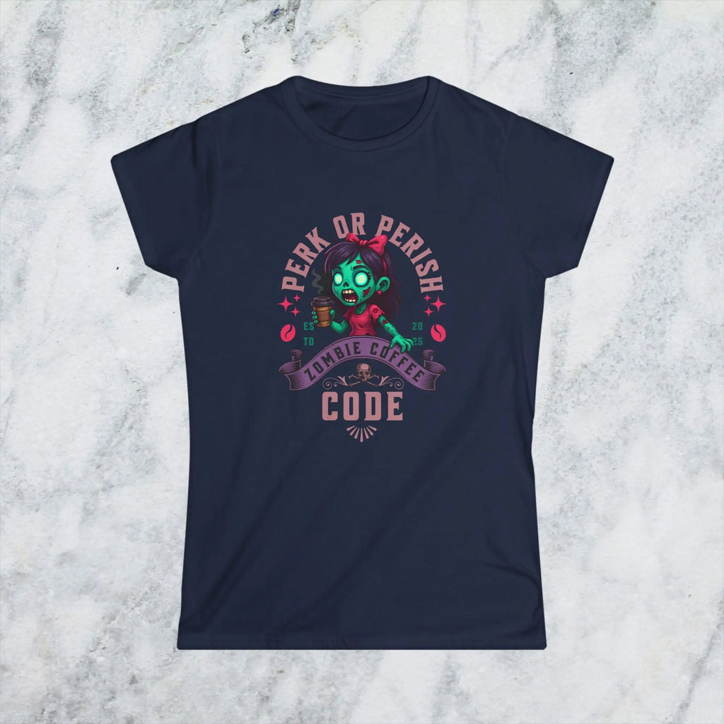 Perk or Perish T-Shirt – Zombie Coffee Code Printify
