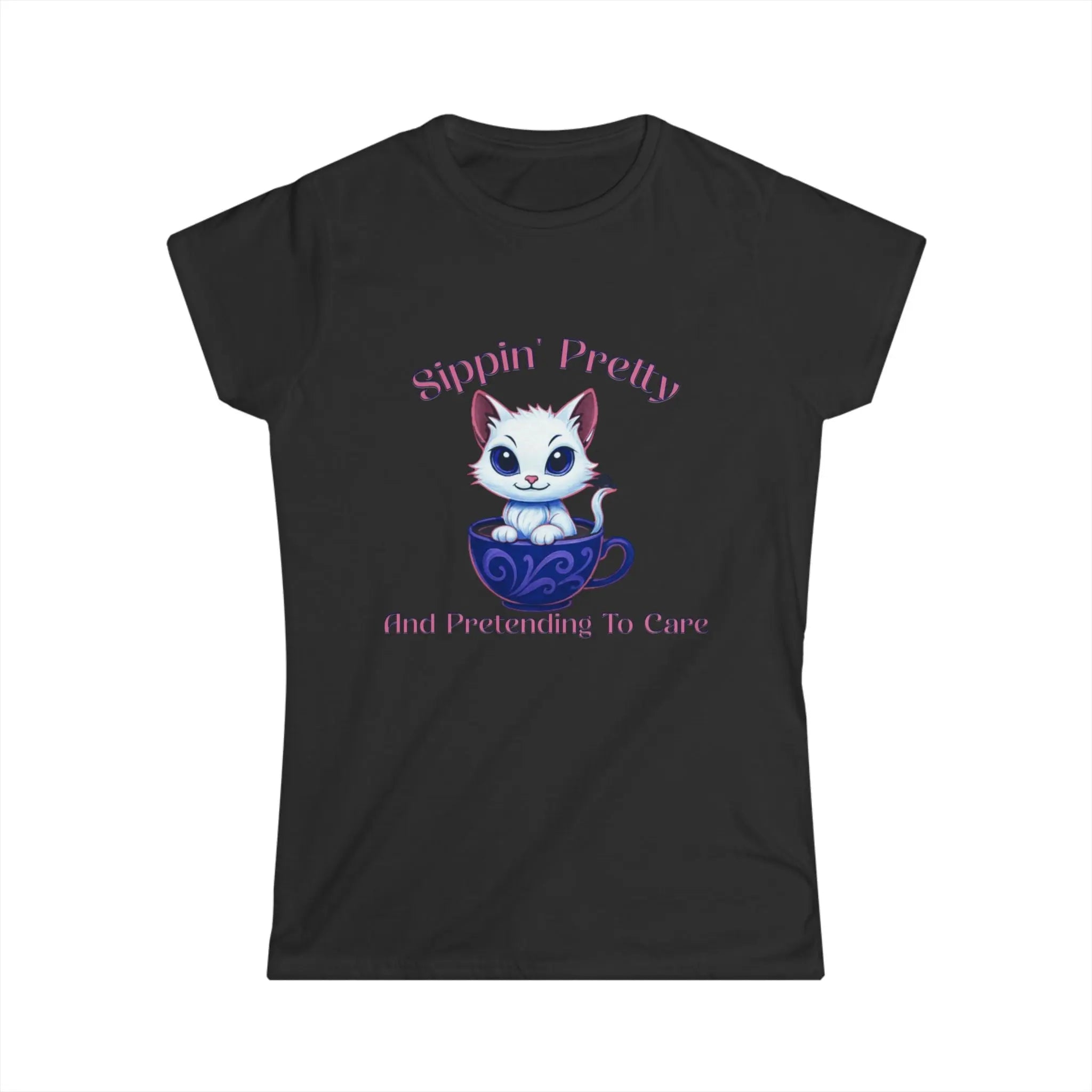Sippin Pretty T-Shirt - Cute Kitten in Coffee Cup Saying Printify