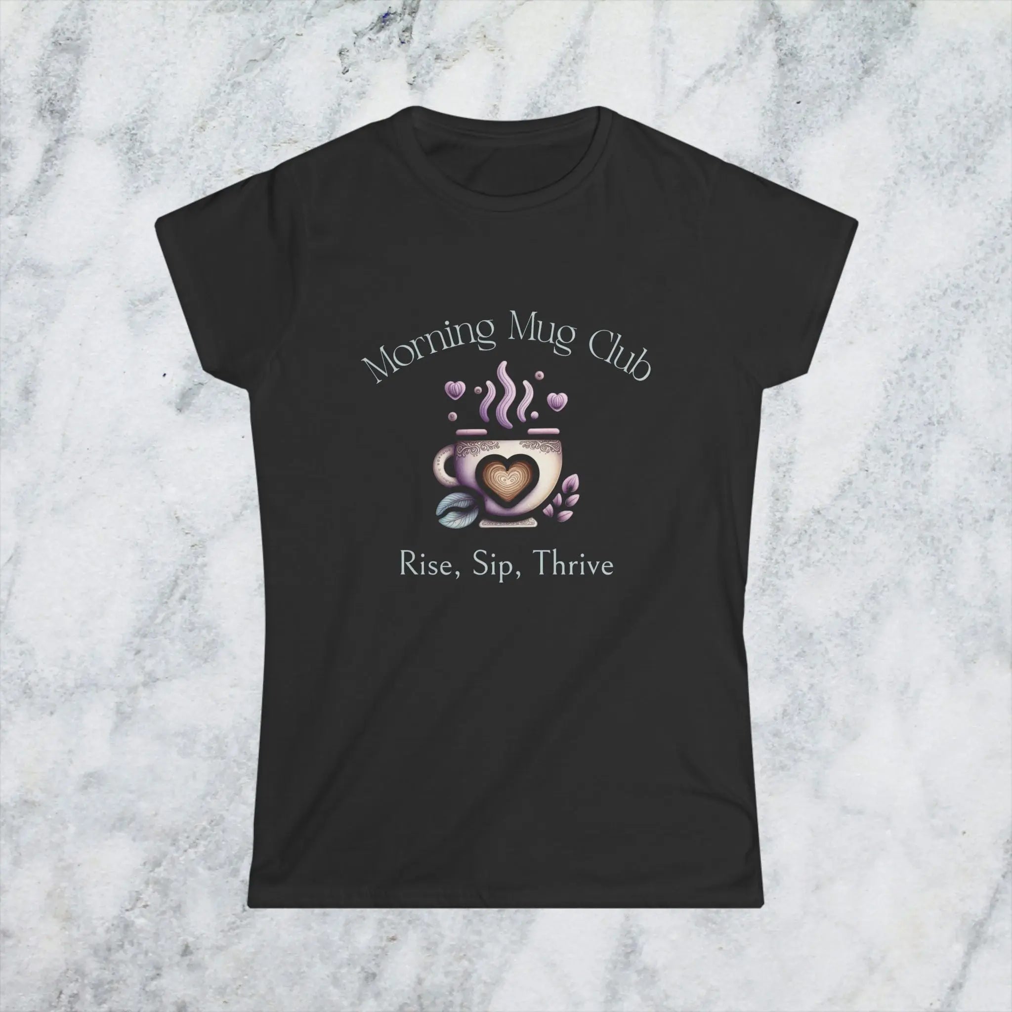 Rise, Sip, Thrive T-shirt - Morning Mug Club - Boho Style Coffee Mug Tee Printify