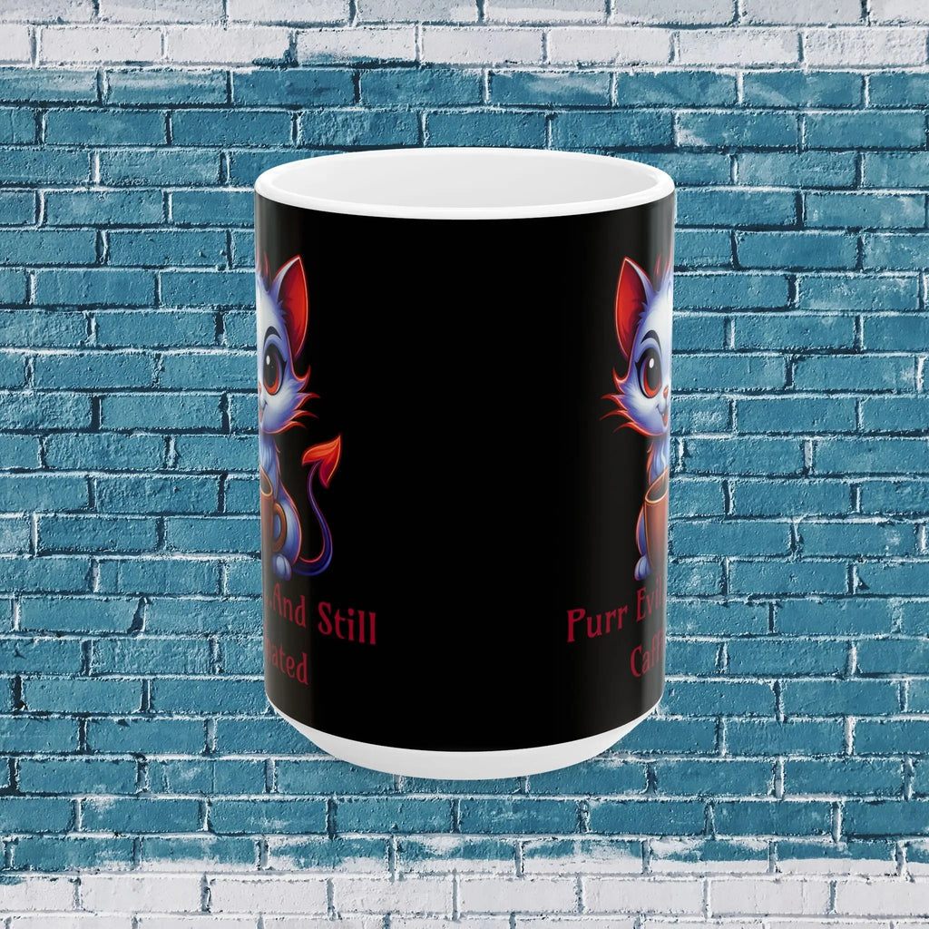 Purr Evil 15 oz Ceramic Mug - cute cat coffee cup Printify