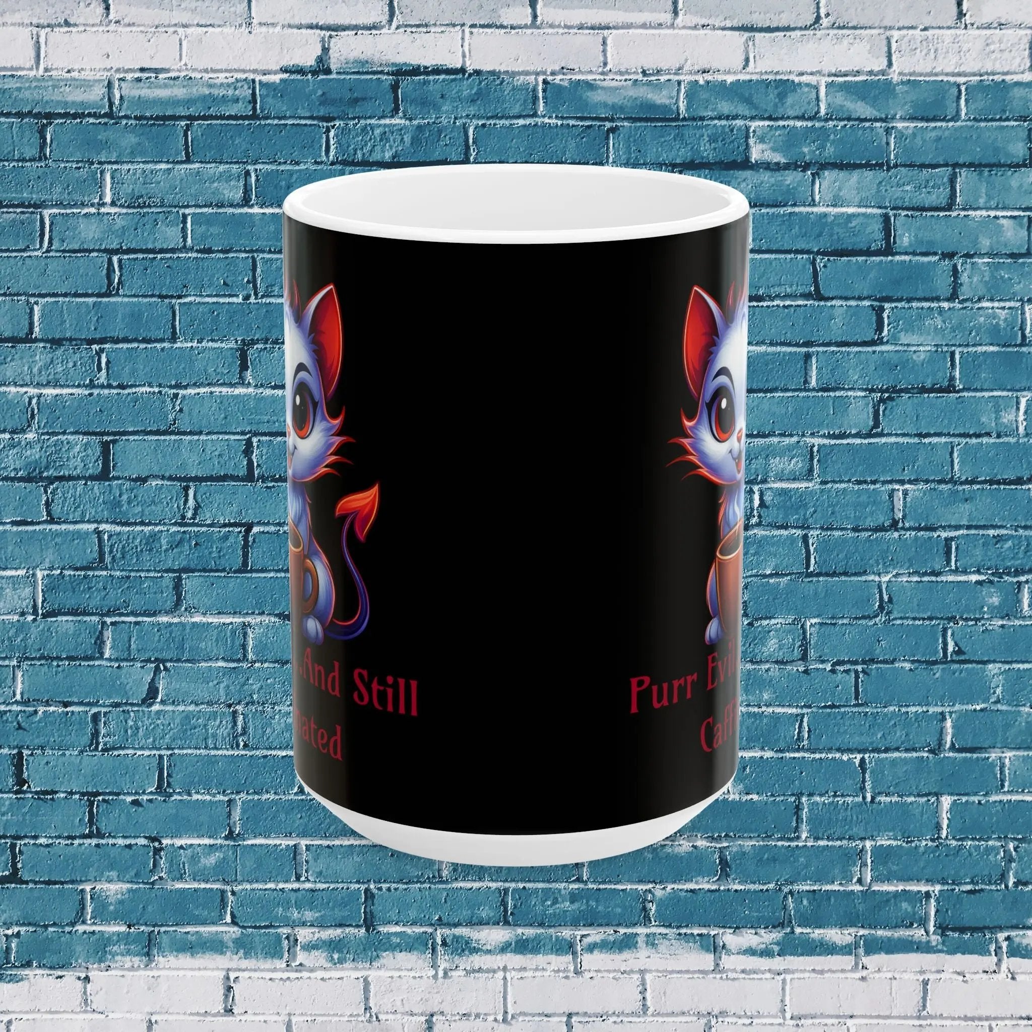 Purr Evil 15 oz Ceramic Mug - cute cat coffee cup Printify