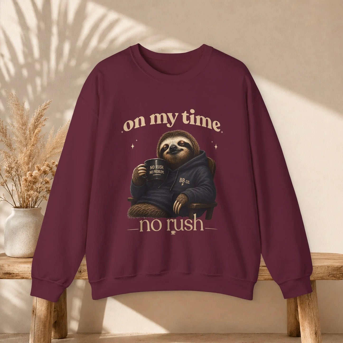 On My Time Sloth Sweatshirt Printify
