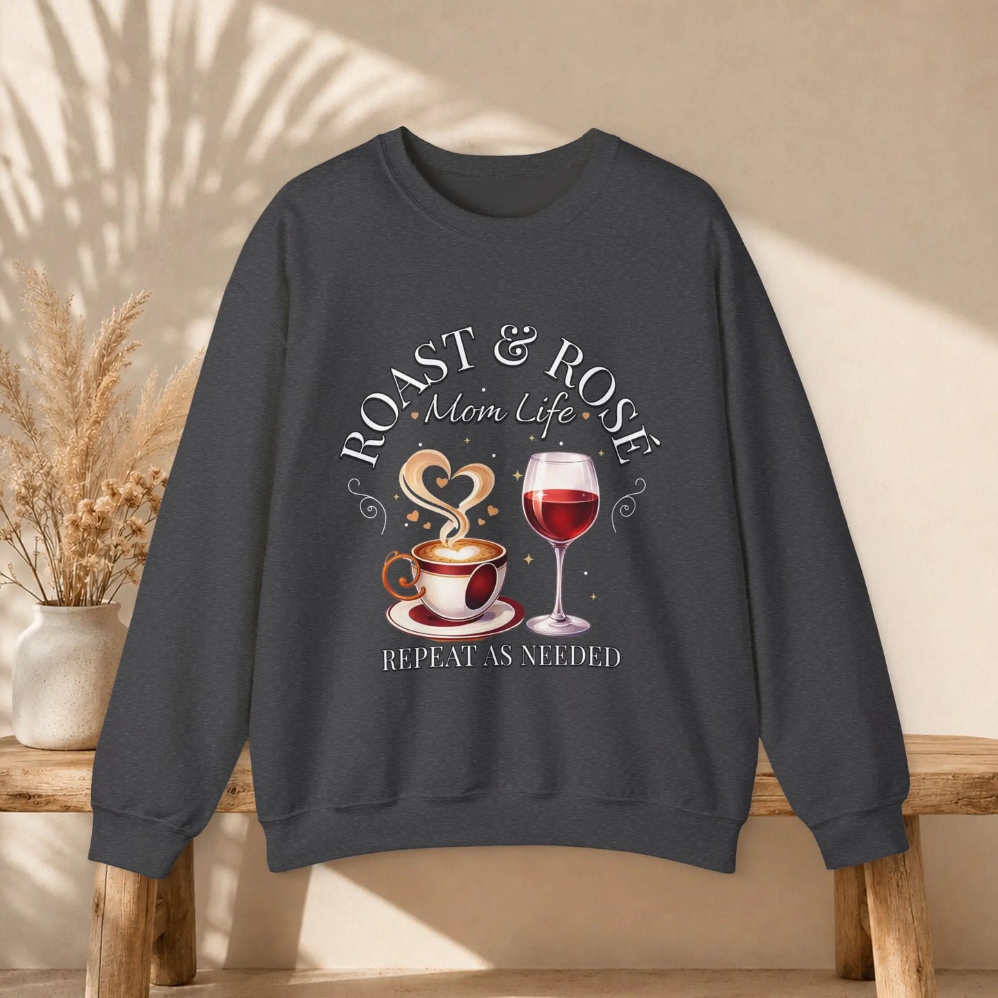 Coffee Wine Mom Life Sweatshirt Printify