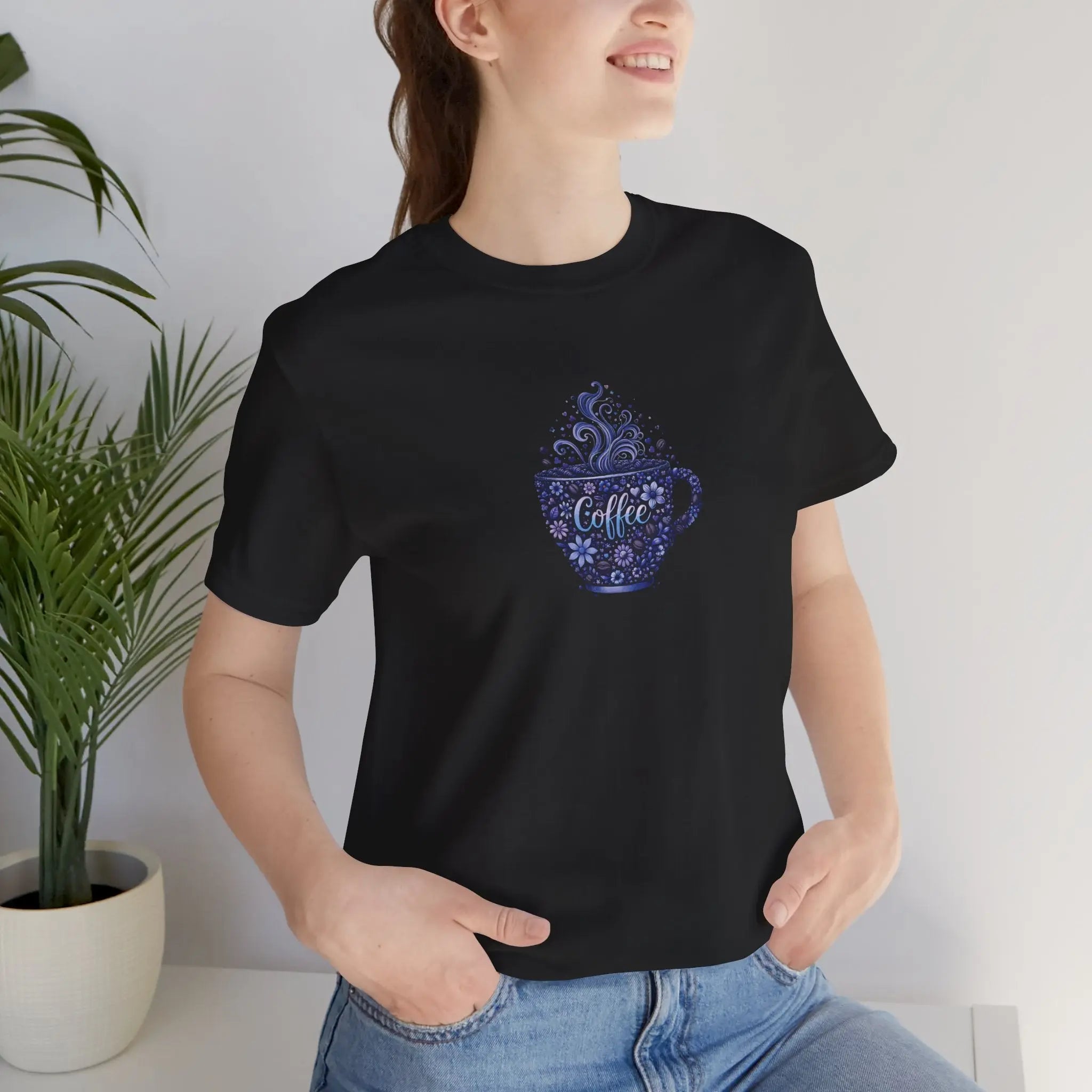 Coffee Cup Floral Tee — Cozy Café Graphic T-Shirt Printify