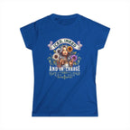Iced, Inked, In Charge T-Shirt – Tattooed Woman with Iced Coffee & Sunflowers Printify