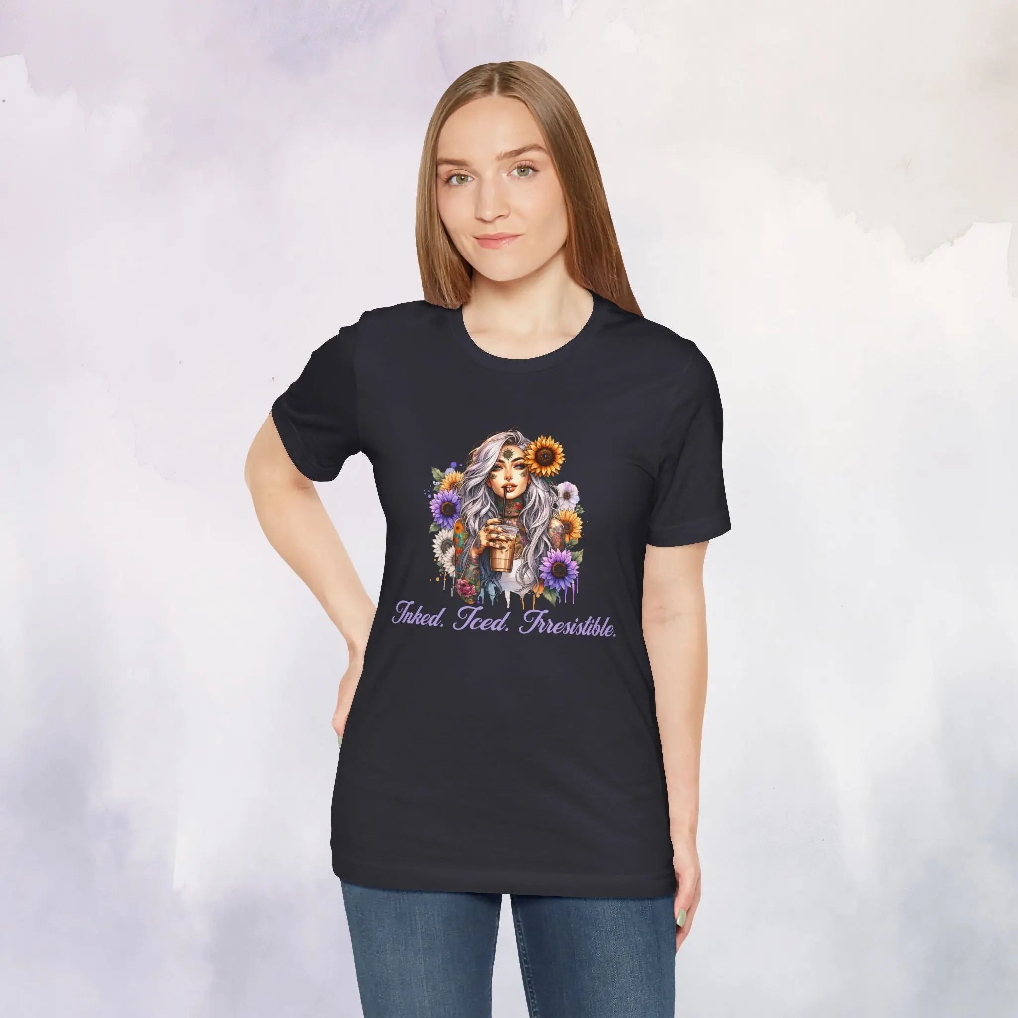 iced inked floral t-shirt Printify