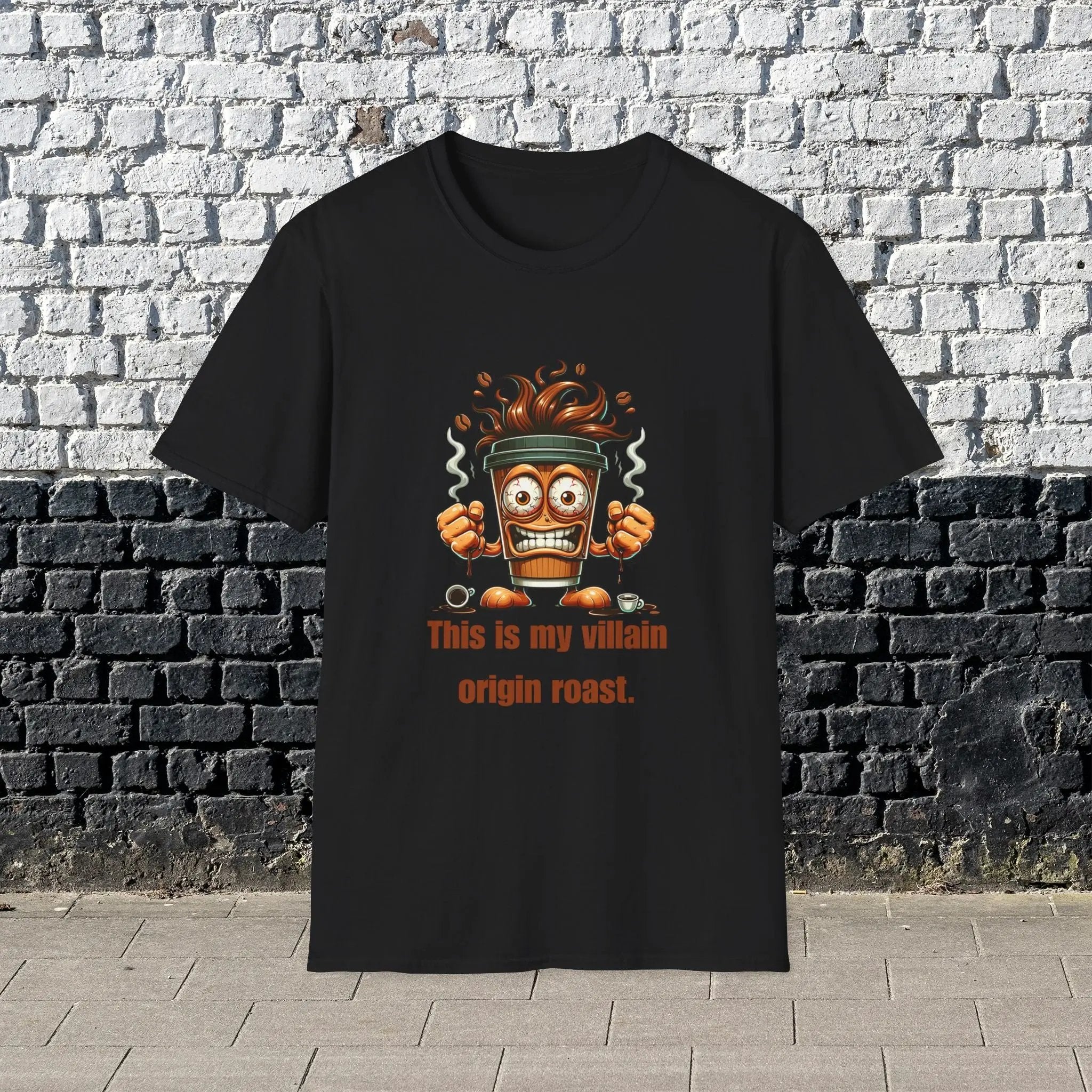 My Villain Origin Roast Shirt – Funny Coffee Lover T-Shirt, Sarcastic Caffeine Addict Tee, Humor Gift for Men Printify