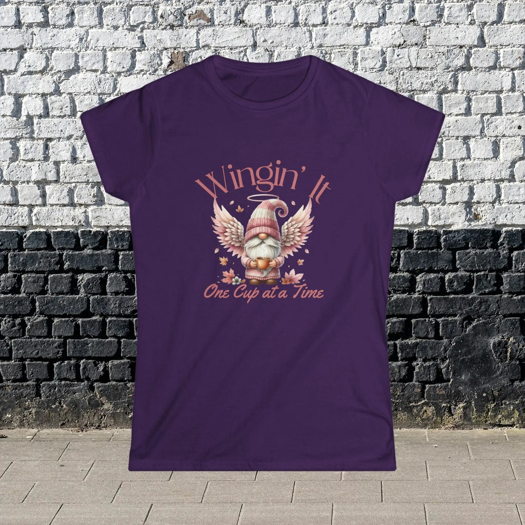 Wingin It Women's Tee - Cute Gnome Design, Comfortable Apparel, Gift for Coffee Lovers, Casual Everyday Wear, Seasonal T-Shirt - Boldly Bitter Company