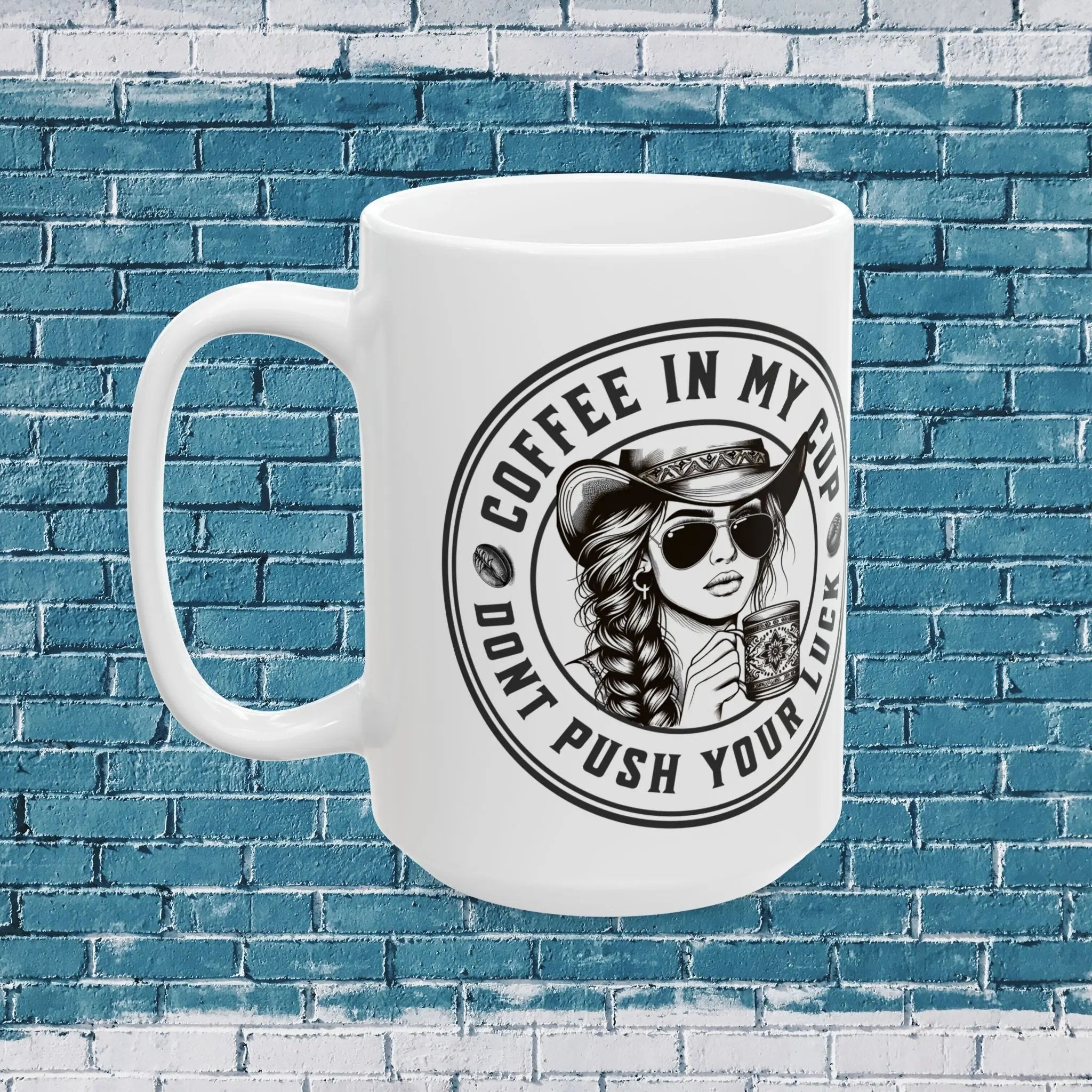 Push Your Luck 15 oz Mug - Perfect for Gifts, Office, Home, Tea & Coffee Enthusiasts, Funny Drinkware Printify